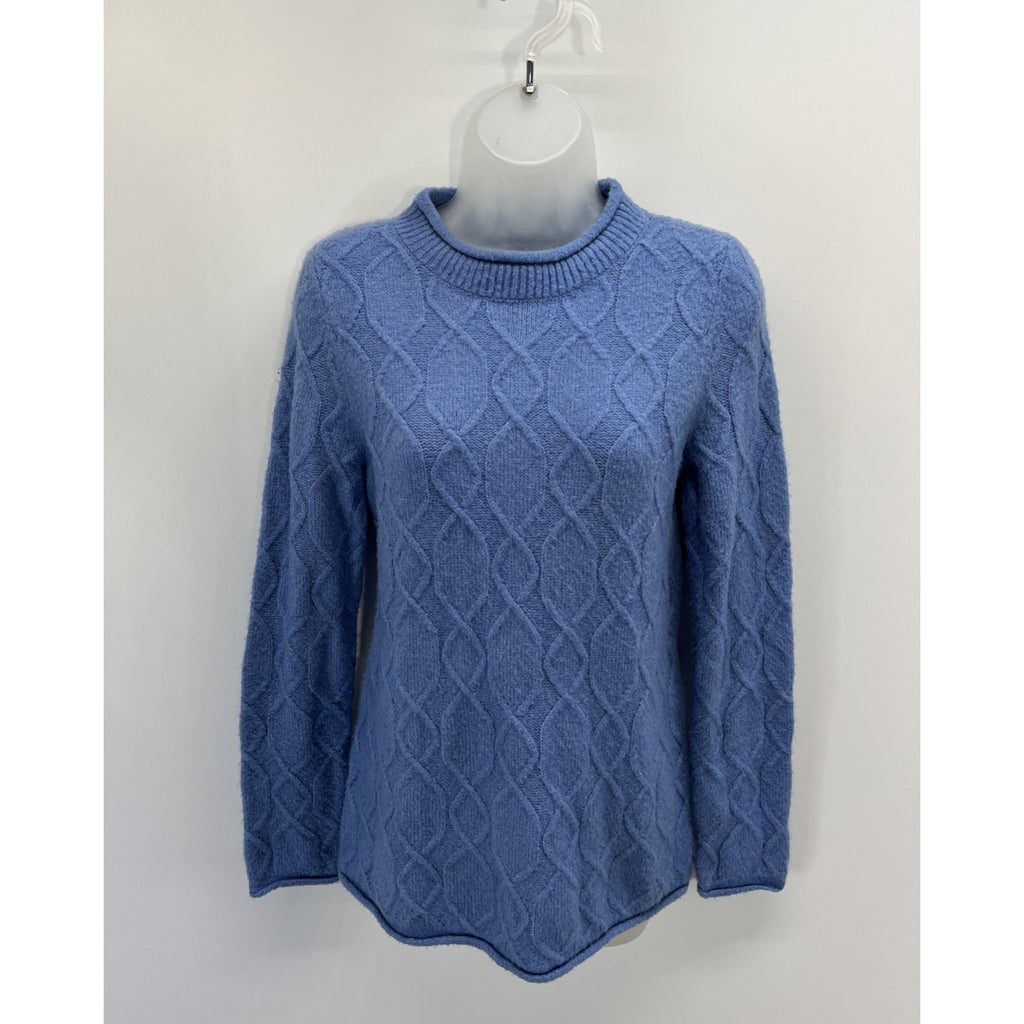 Talbots Womens M Wool BlendSweater Mock Neck Pullover Cable Knit Long Sleeve