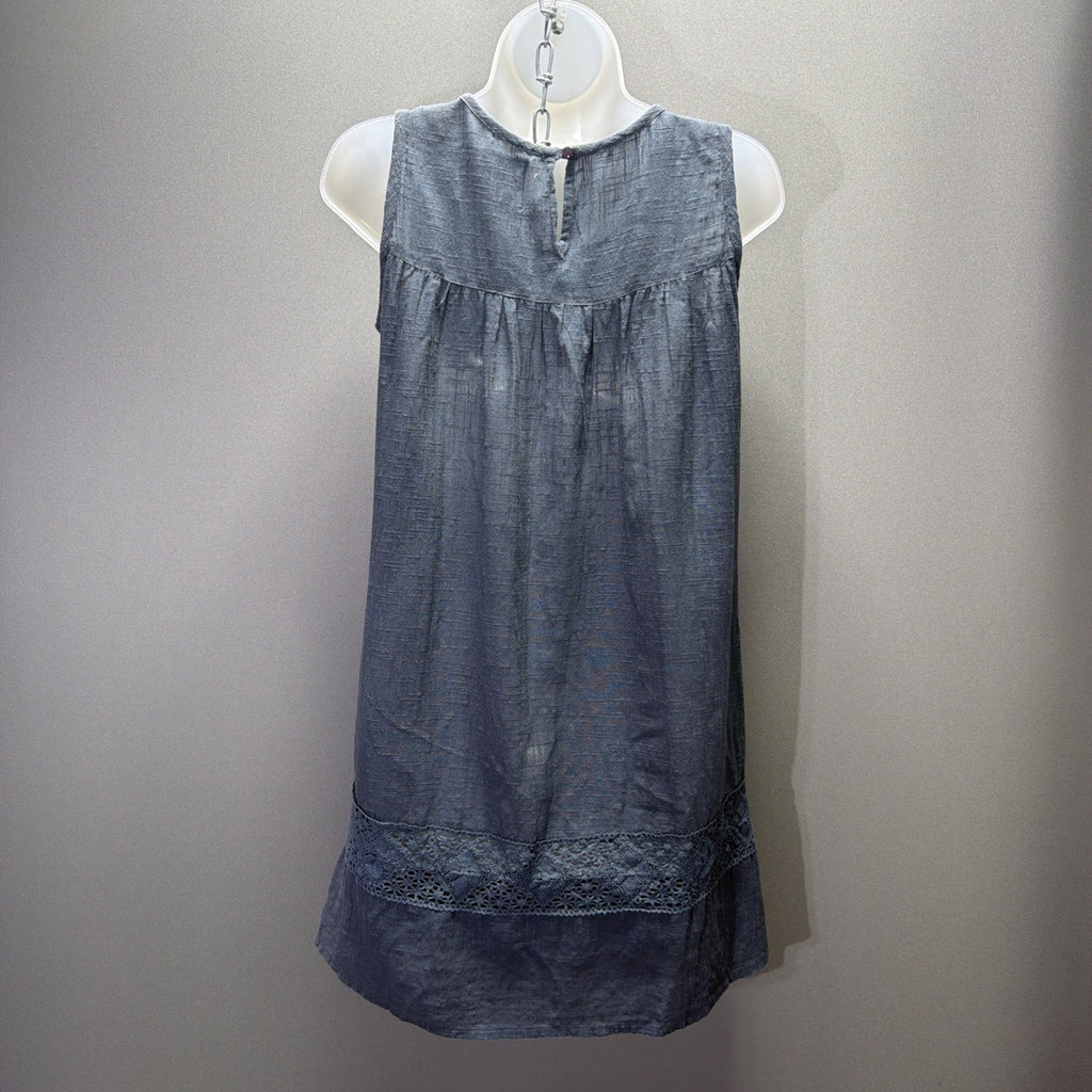Beautiful Stories ...embroidered Teal 100% cotton dress size XS sleeveless