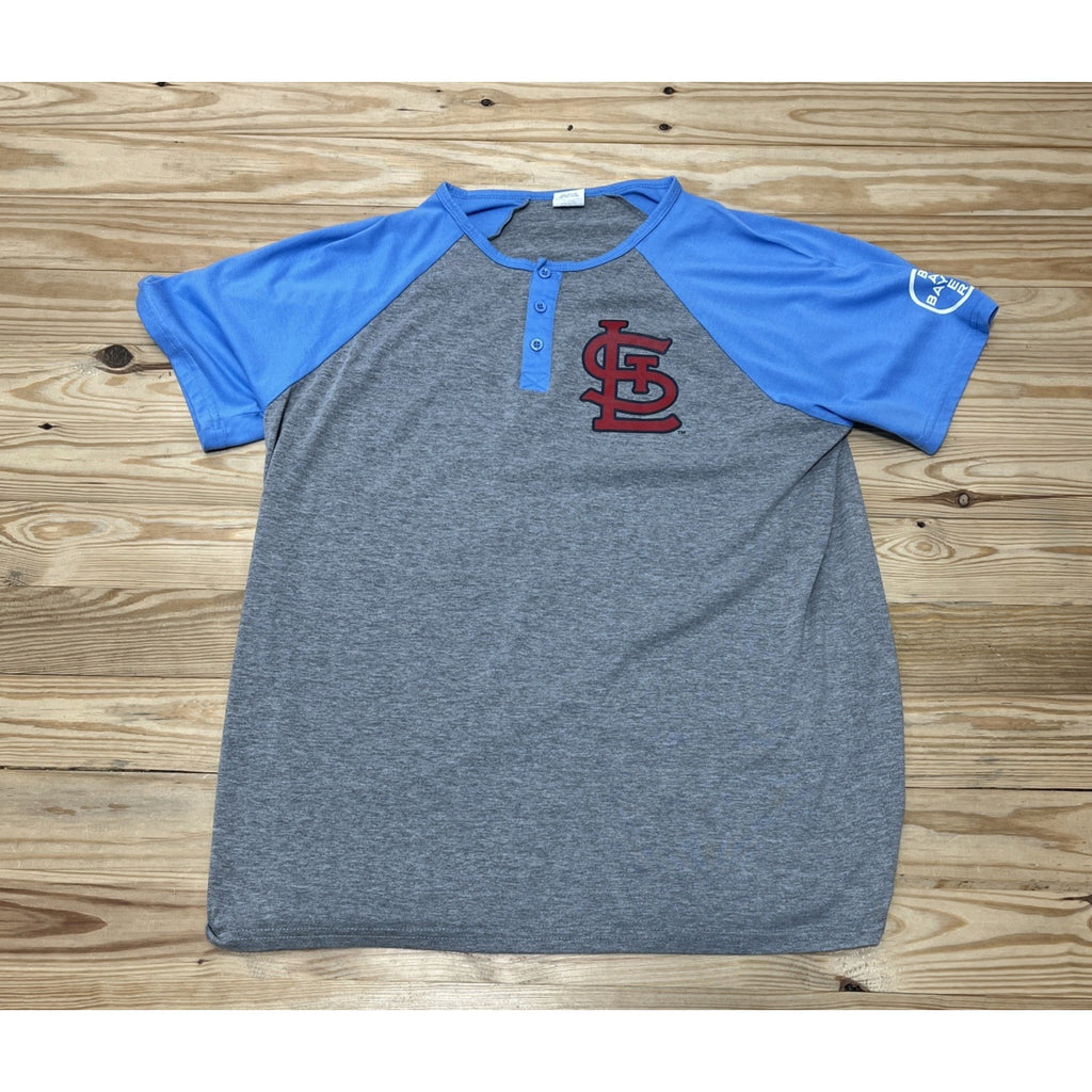 ST LOUIS CARDINALS LIGHT BLUE MYSTERY HENLEY T-SHIRT ADULT XL STADIUM GIVEAWAY