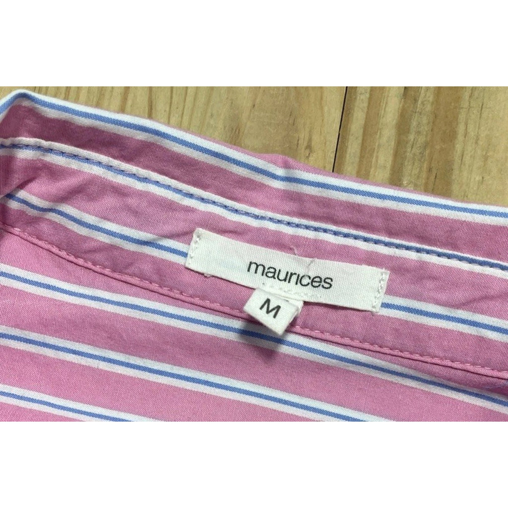 Maurices Womens Size M Striped Long Sleeve Button Front Shirt