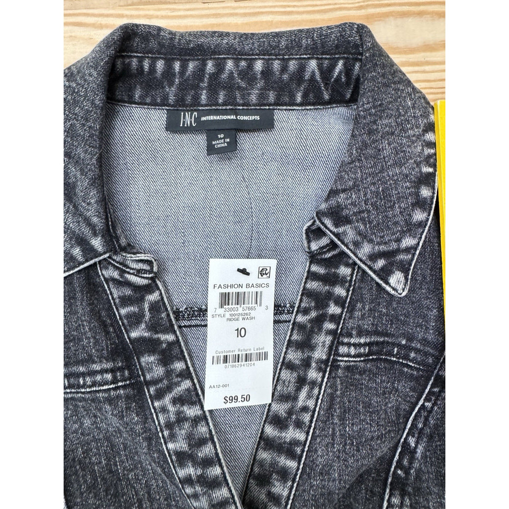 INC International Concepts Black Denim Long Sleeve Dress Women’s Size 10 NWT