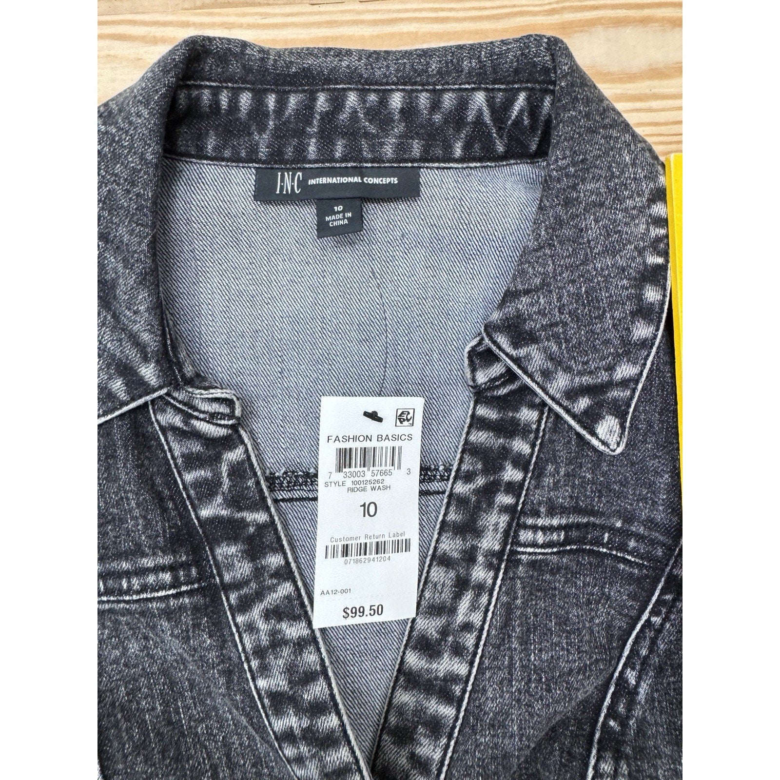 INC International Concepts Black Denim Long Sleeve Dress Women’s Size 10 NWT
