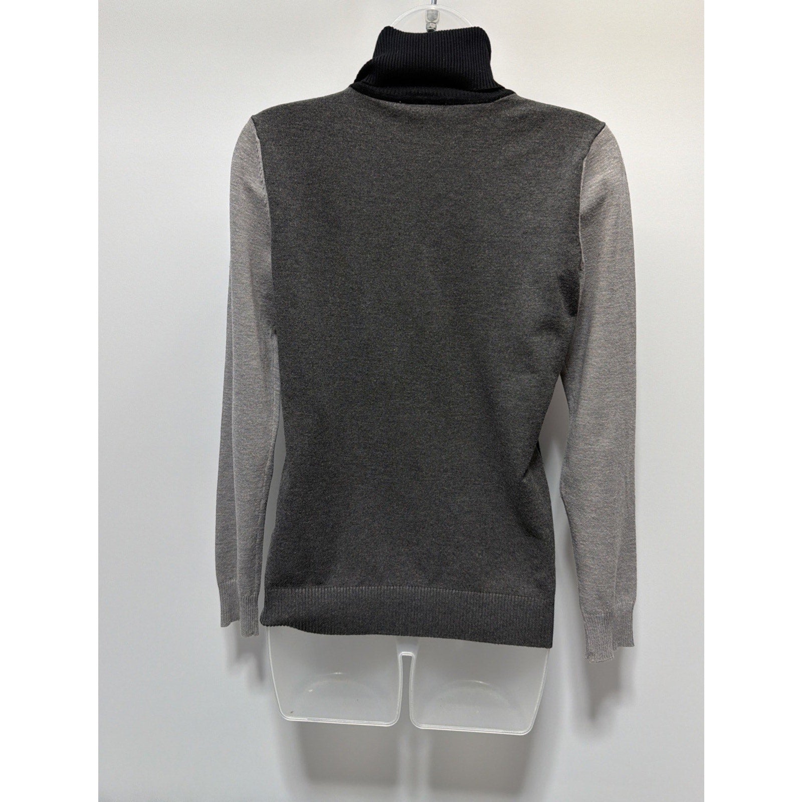 Calvin Klein Womens Gray Colorblock Contrast-Sleeve Turtleneck Sweater Sz S