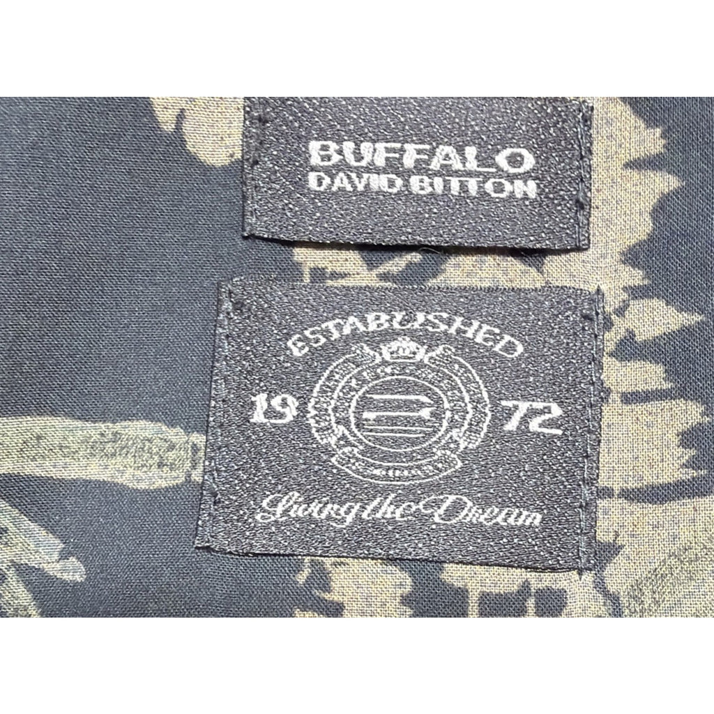 Buffalo David Bitton Shirt Mens XL Black Floral Button Up Short Sleeve Hawaiian