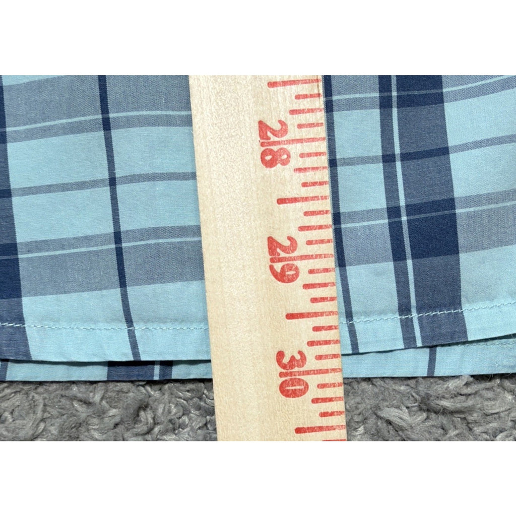 Tommy Bahama Blue Plaid Long Sleeve Button Up 100% Pima Cotton Mens Size L
