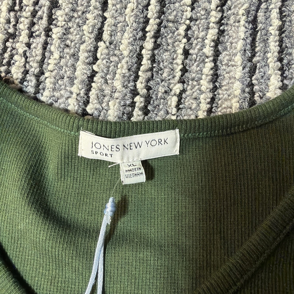 Jones New York Women's XL Cedar Green V Neck 3/4 Sleeve Knit Top Stretch New