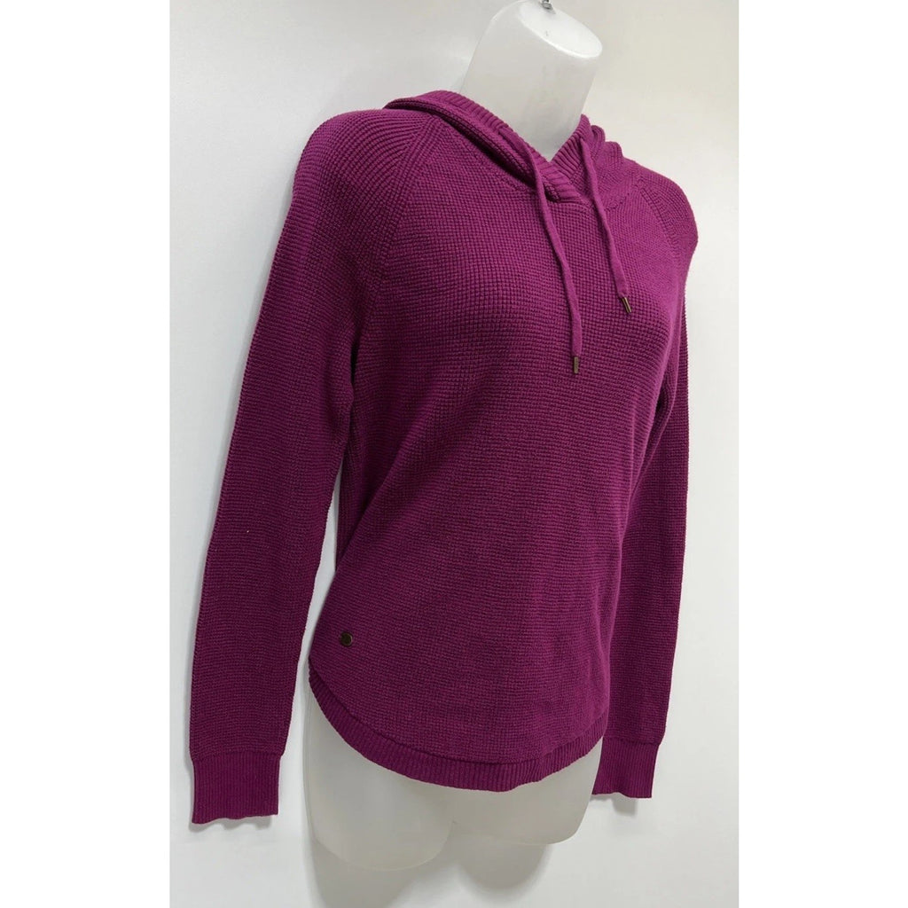 Lauren Ralph Lauren Hooded Sweater Womens Size Medium Cranberry Waffle Knit