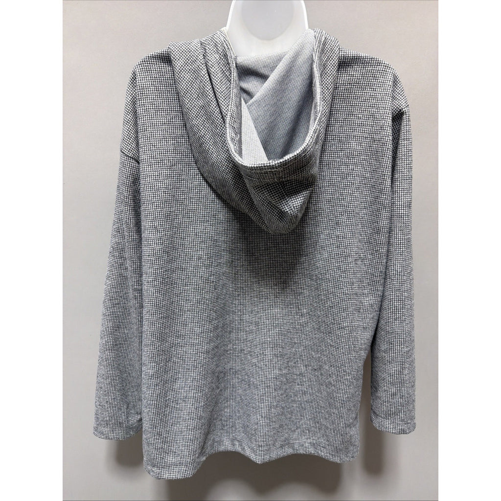 NWT Max Studio Striped Hoodie High/ Low Tunic in Black/ Ivory Size: M MSRP: $88