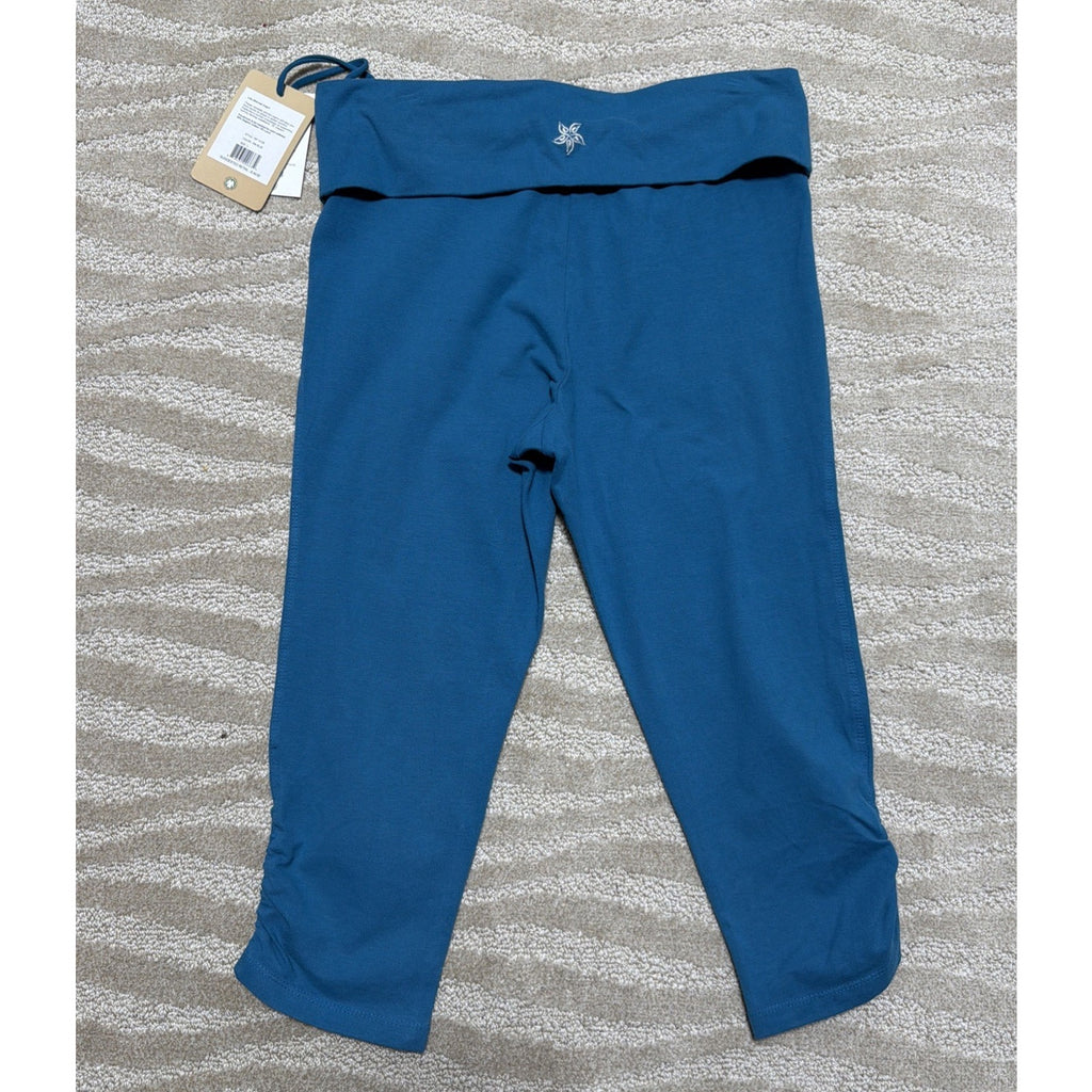 Satva High Rise Yoga Pants Women's L Blue Athletic Wear Stretch NWT Organic Cott