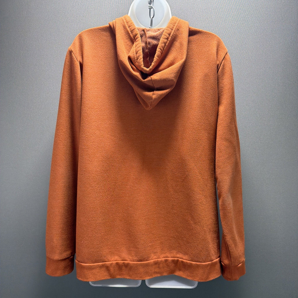 Eddie Bauer Vintage Soft Fleece Hoodie Womens Small Orange Full Zip Sweatshirt