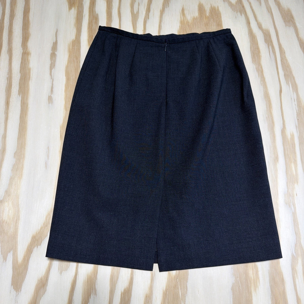 Vintage Talbots Sz 8 Petite Dark Gray Wool Lined Straight Pencil Skirt