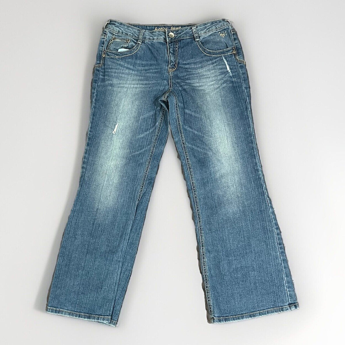 Justice Jeans Girls/Jr 12 1/2 Blue Skinny Regular Fit Denim Wash Stretch Boho
