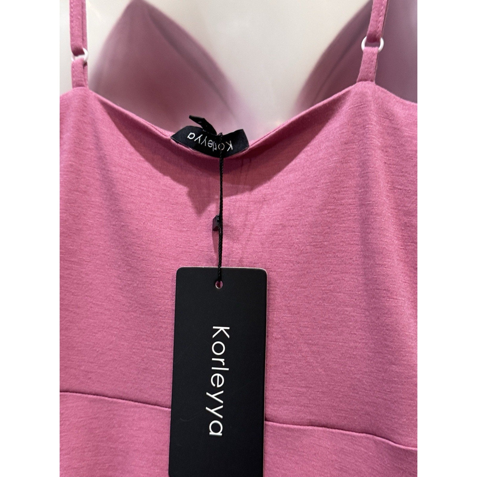 Korleyya Sleeveless Ruched Front Slit Midi Dress Pink Super Soft Women’s Large