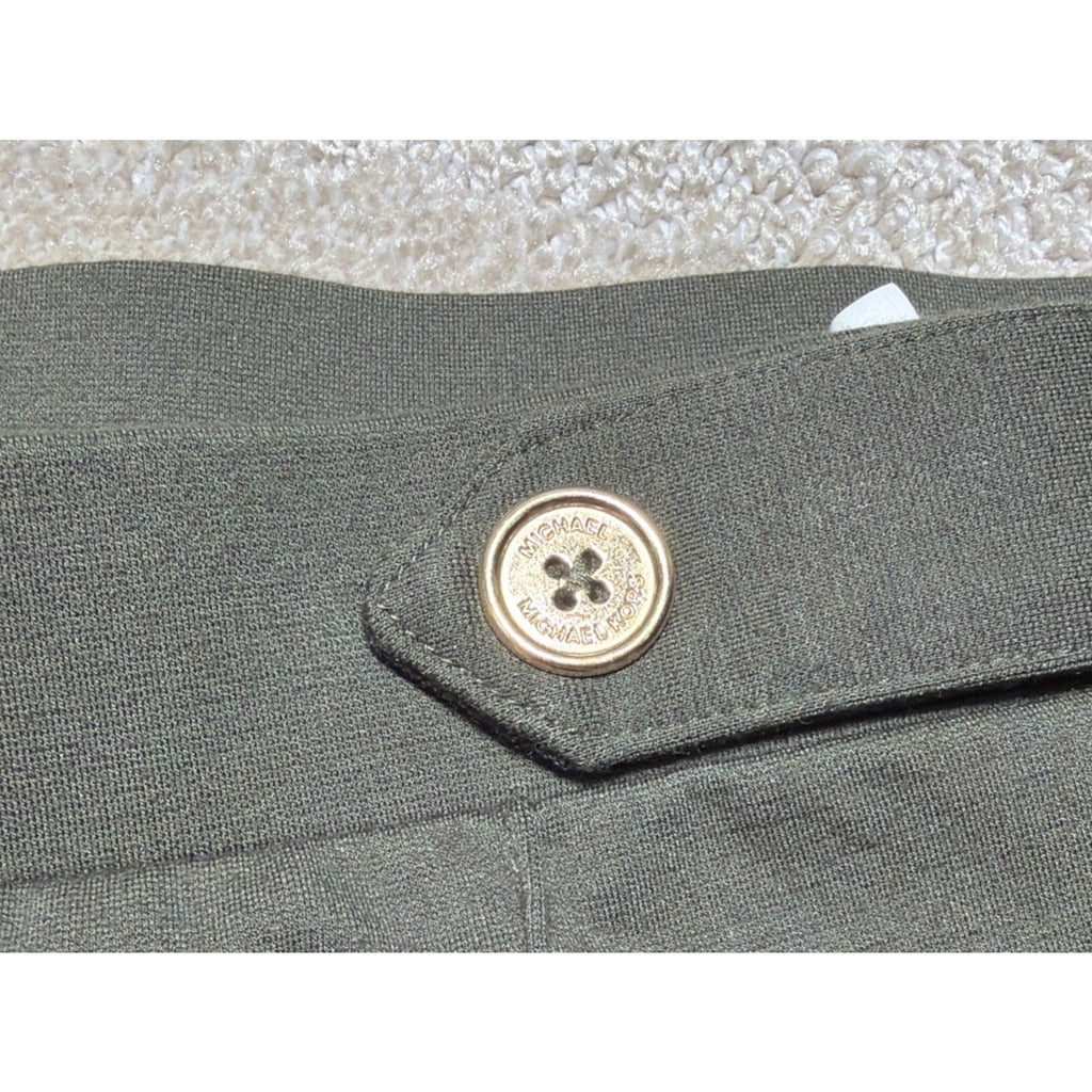 Michael Kors Women's Green High-Rise Crop Flare Pull On Pants Size Large