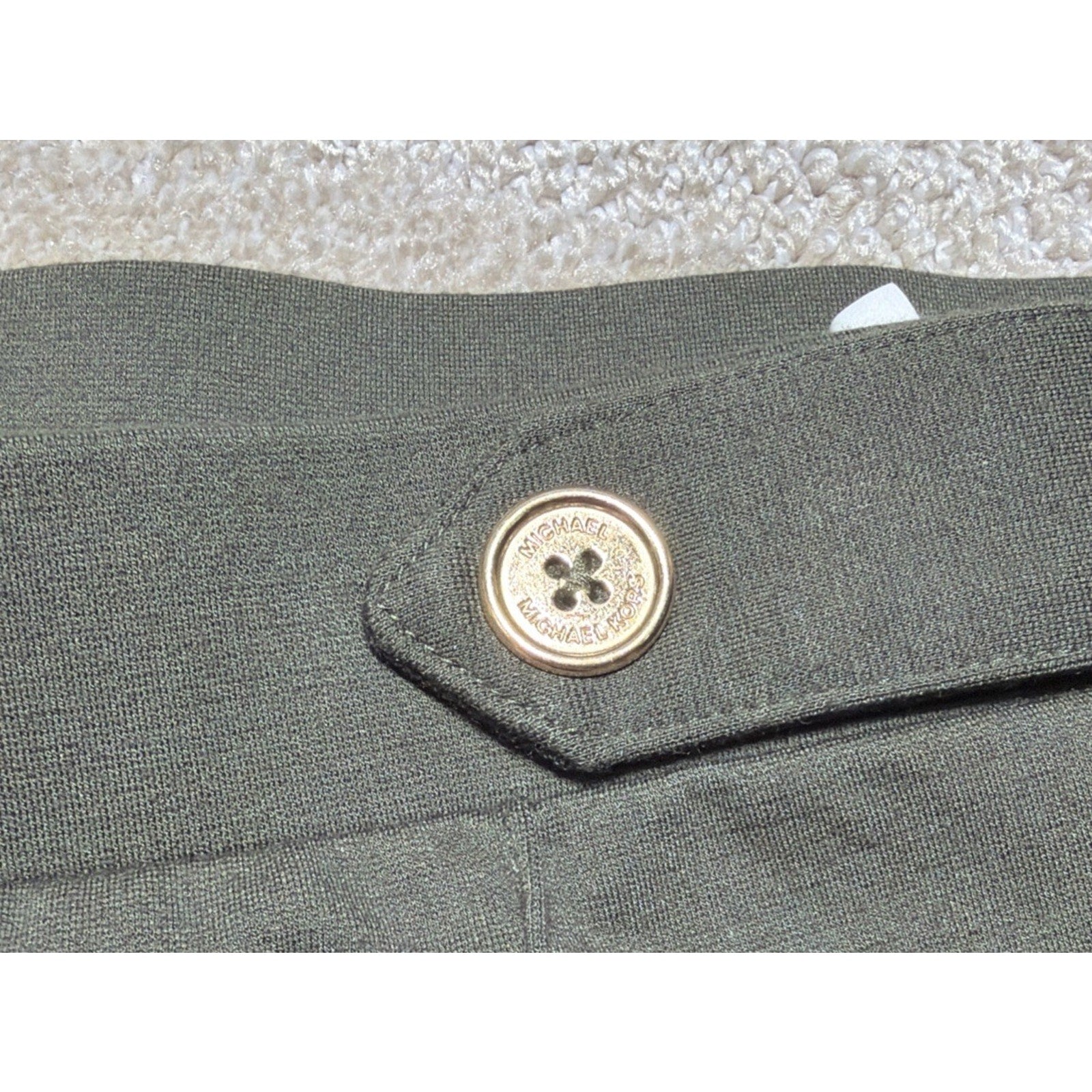 Michael Kors Women's Green High-Rise Crop Flare Pull On Pants Size Large