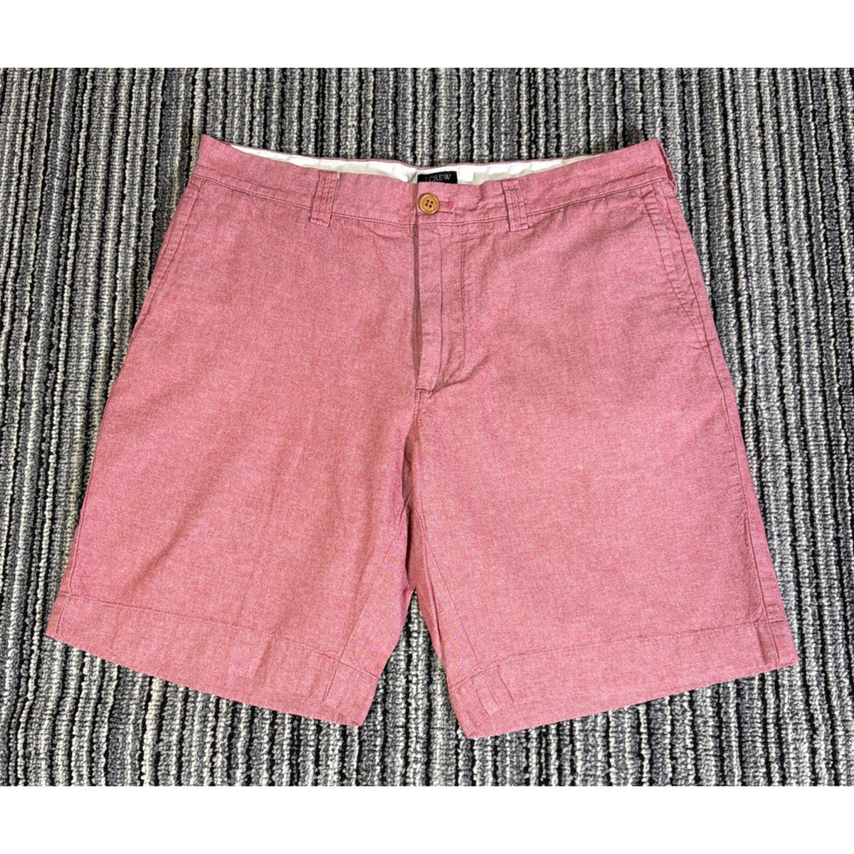 J.CREW Gramercy Shorts Mens 33 Red Chambray Cotton Flat Front 9" Inseam Chino
