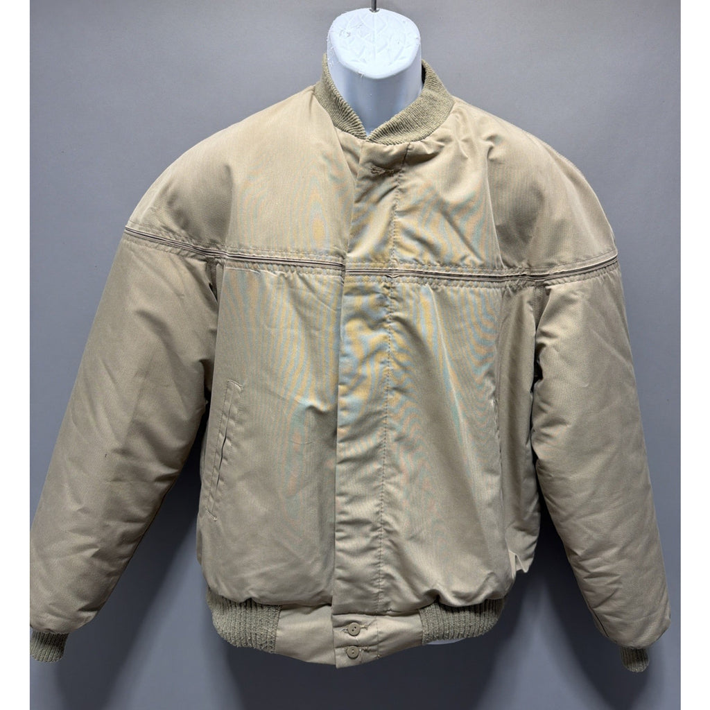 Vintage Ozark Trail Bomber Insulated Jacket Sz XL Beige Full Zip Quilted Lining