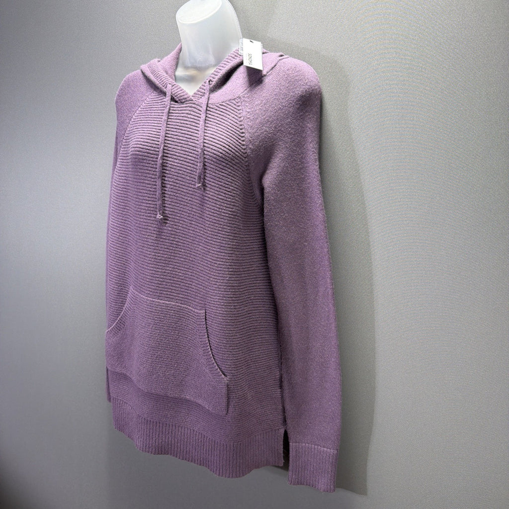 New Sonoma Women's Plum Textured Tunic Hooded Soft Sweater Size Large