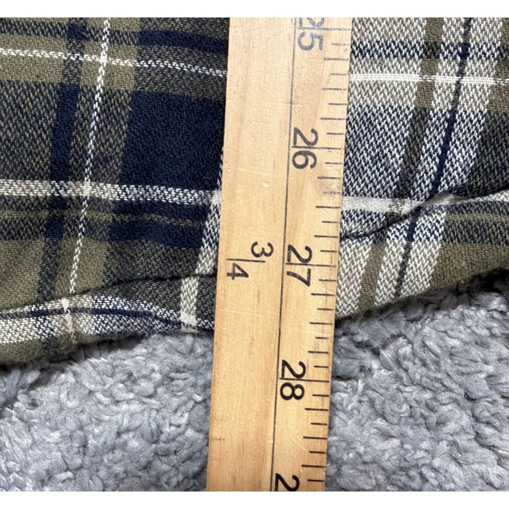 Mens Rugged Point Authentic Green Plaid Fleece Sherpa Button Up Shacket L NWT