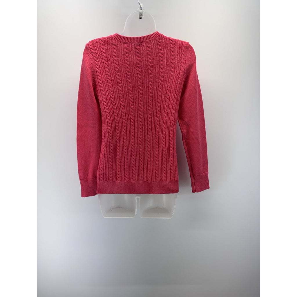 Talbots Sweater Pink Pullover Cable Knit Long Sleeve Button Shoulder Women’s S