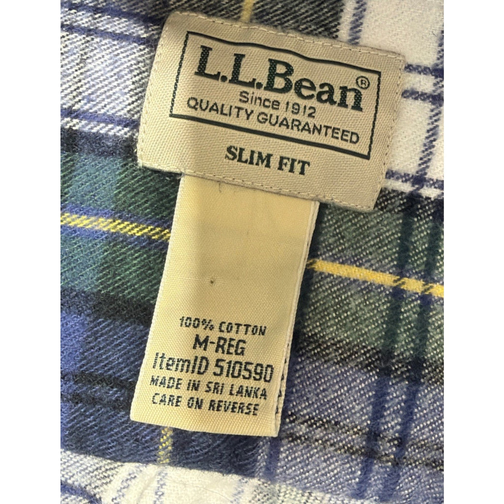 LL Bean Scotch Plaid Flannel Shirt Men’s M Slim Fit Outdoors Casual Preppy