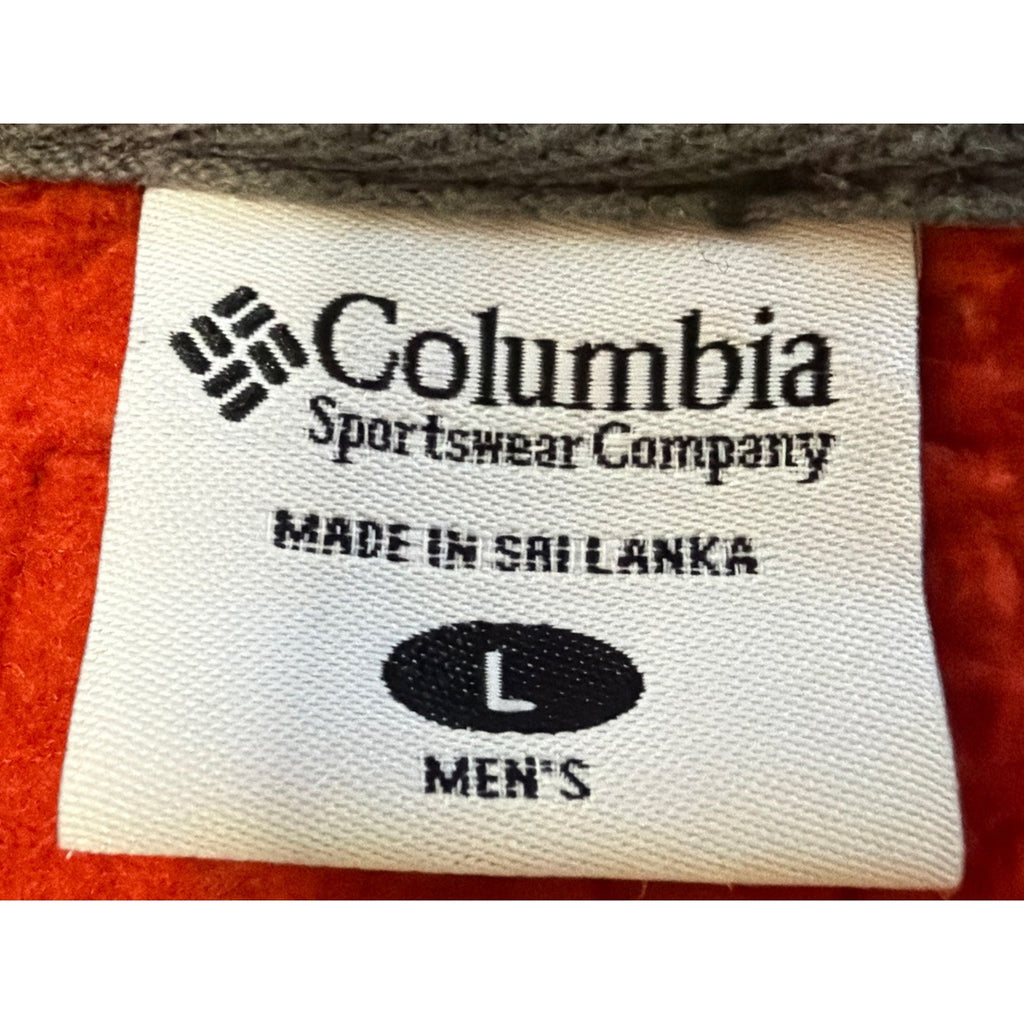 Columbia Orange Embroidered Logo Super Soft Fleece Sweater Size L Mens