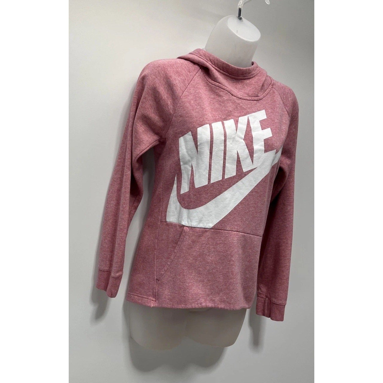 Nike Spellout Logo Pink Lightweight Cotton Pull Over Hoodie Womens Large