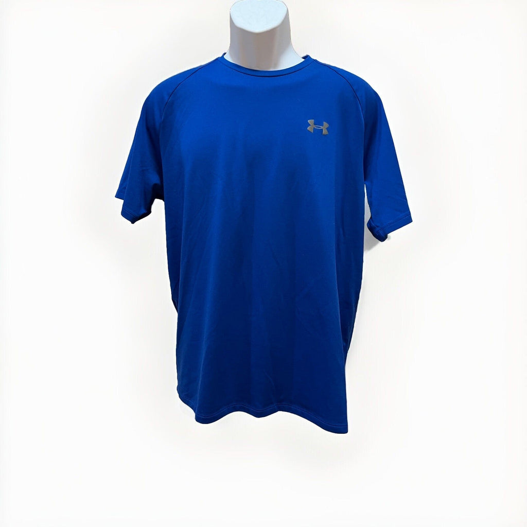 Under Armour HeatGear Blue Athletic Crew Neck T shirt Men's Size Medium Logo