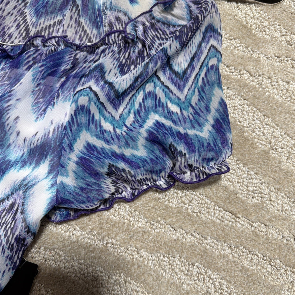 B-Wear Women's Abstract Multicolor Aztec Lined Drape Top Blouse L NWT