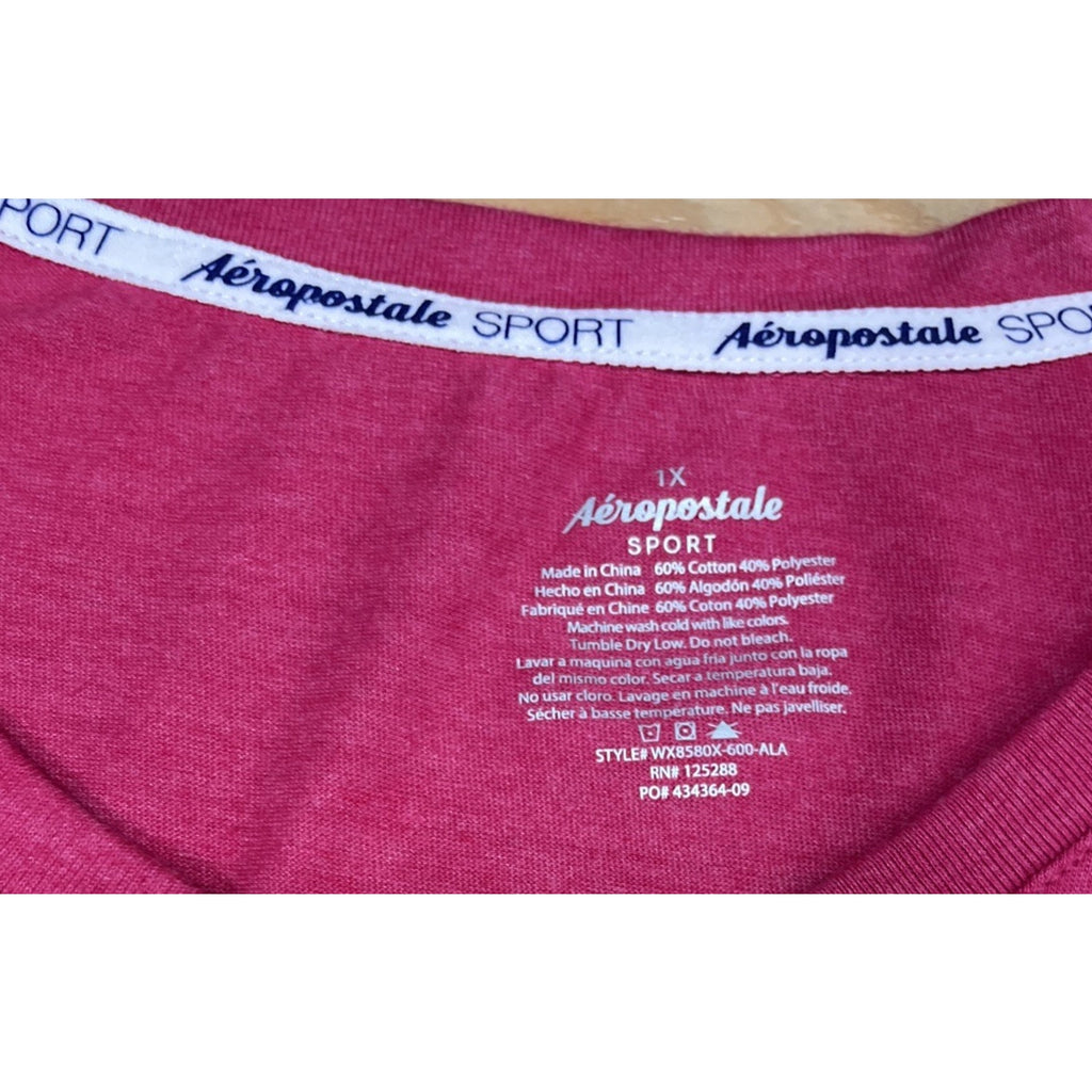 Aeropostale Sport Pink Short Sleeve V Neck T-Shirt Women's Size 1X NEW