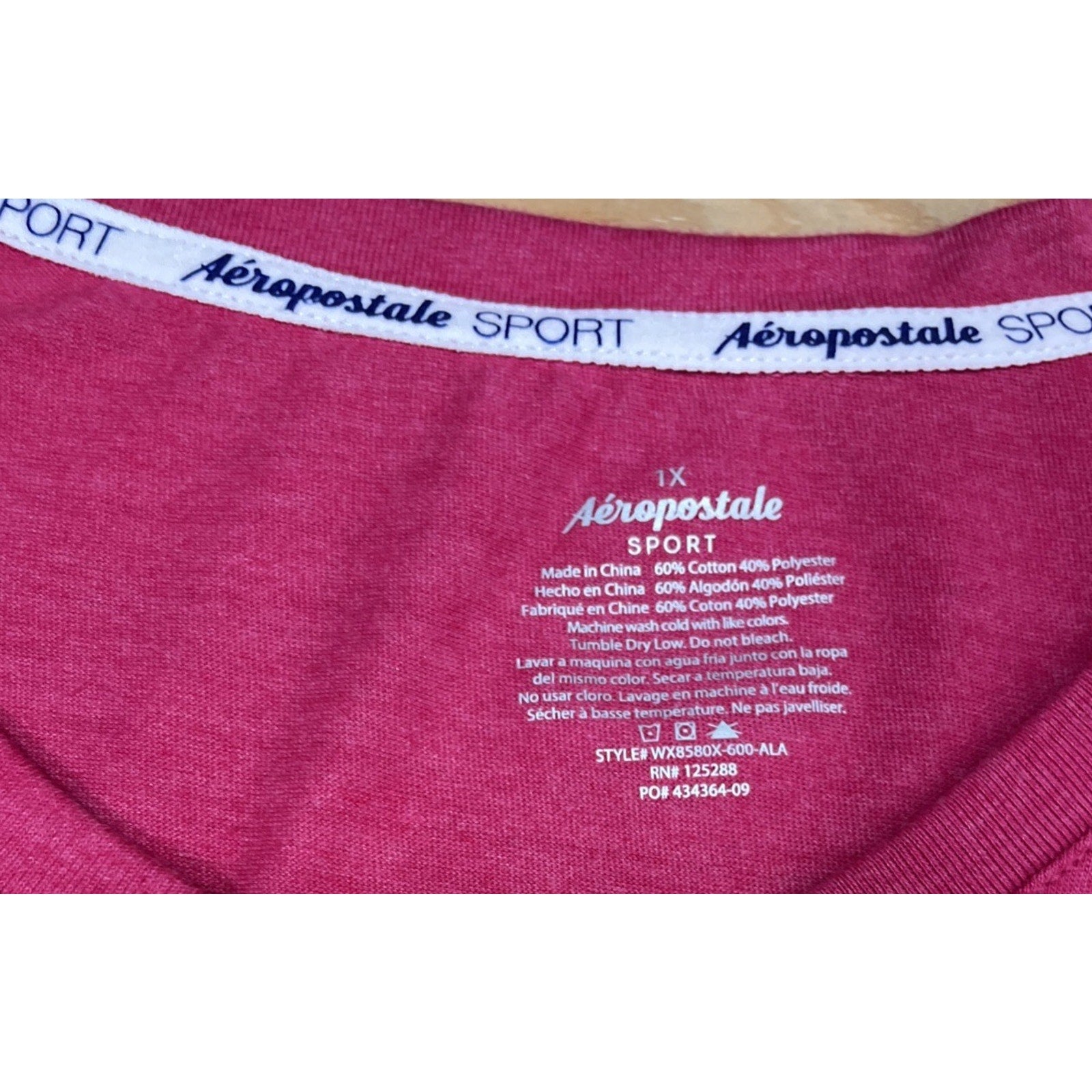 Aeropostale Sport Pink Short Sleeve V Neck T-Shirt Women's Size 1X NEW