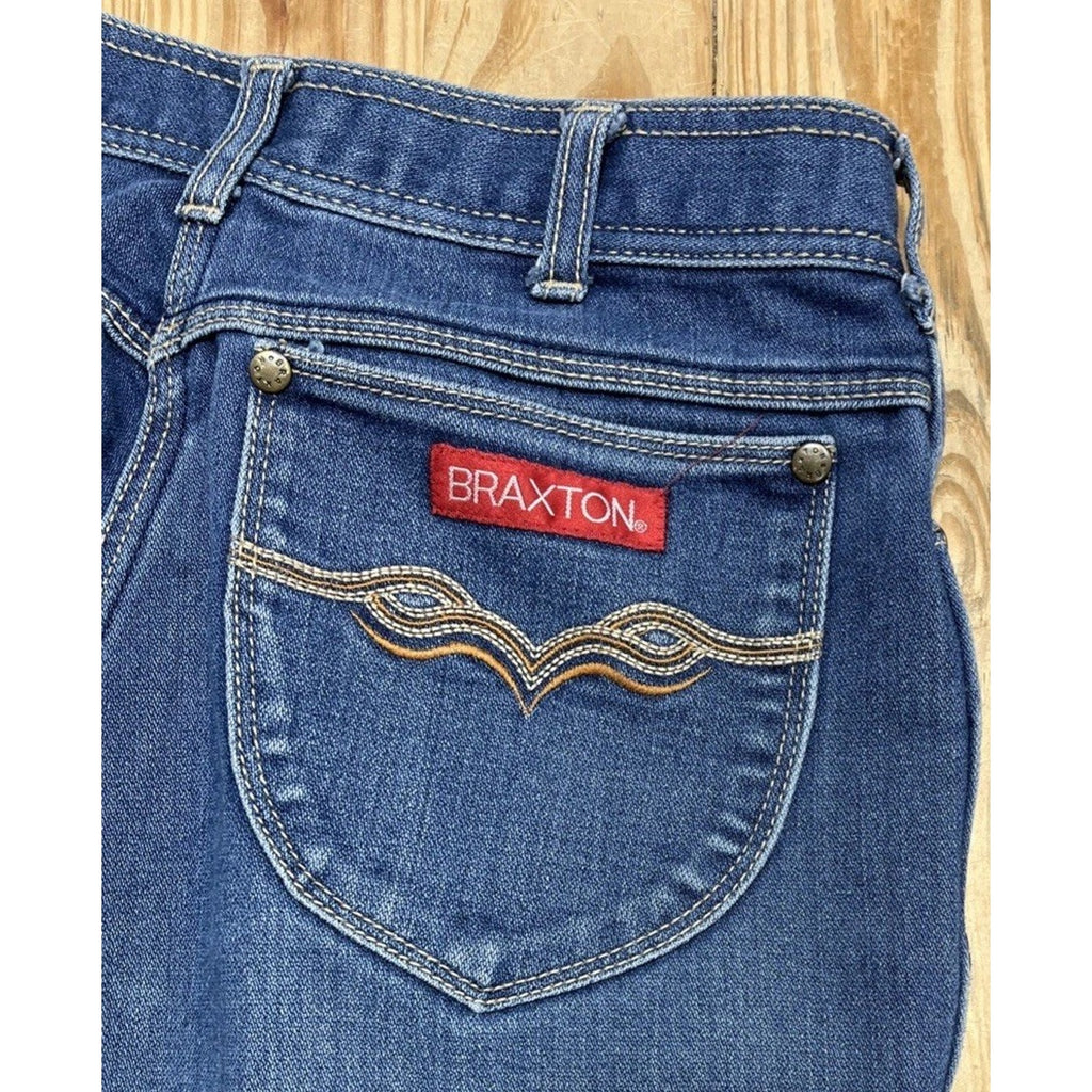 Vintage Braxton Womens Blue High-Waisted Straight-Leg Denim Jeans Size 25x29