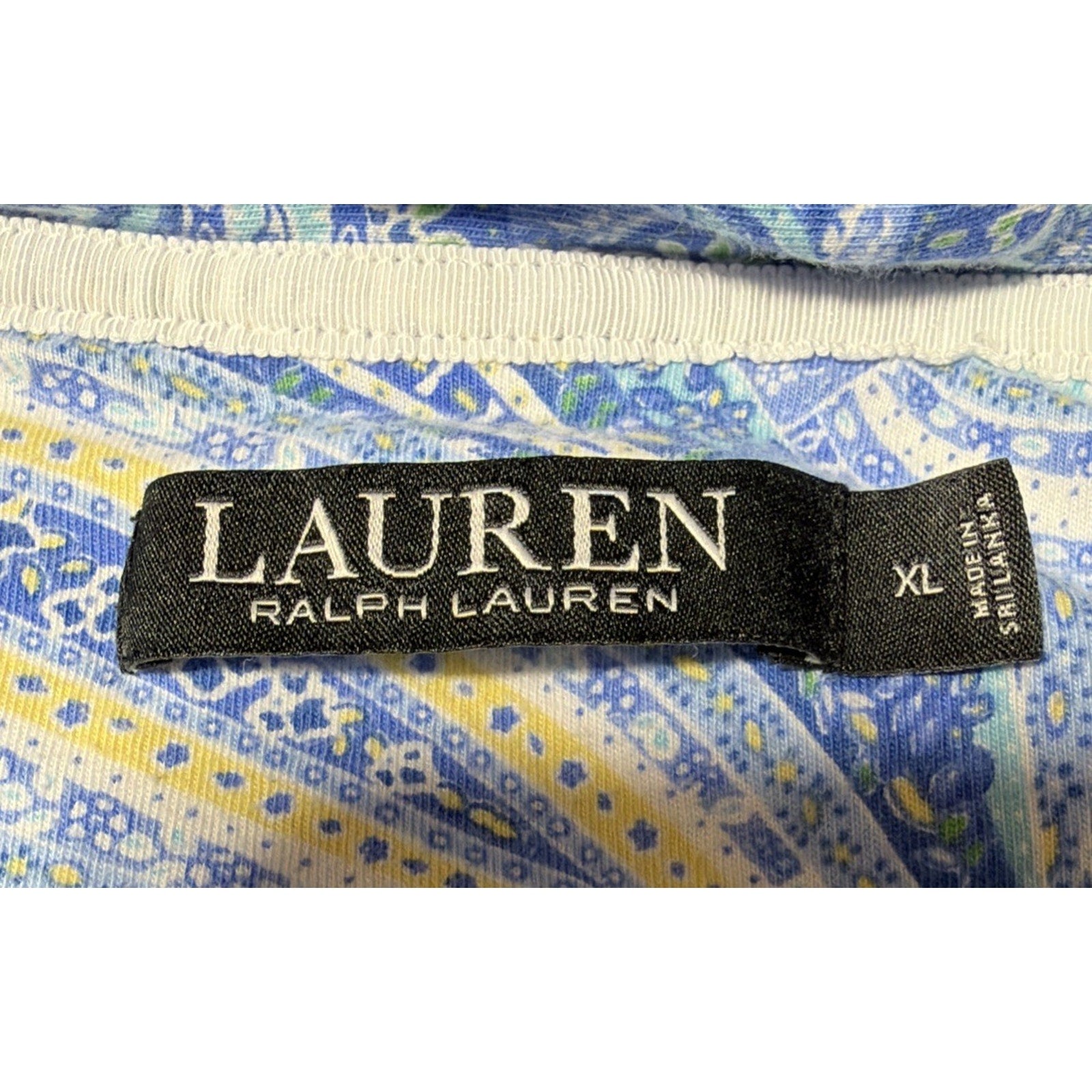 Lauren RALPH LAUREN Black Label Pajamas White Blue Paisley Sleep Set Women’s XL