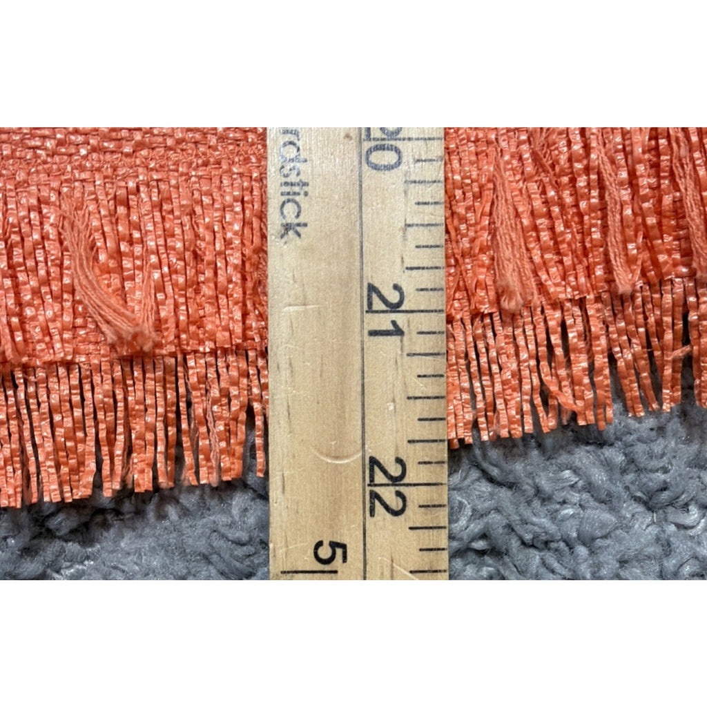 Per Se By Carlisle Orange Boucle Tweed Fringe Cropped Blazer Jacket Women’s 4