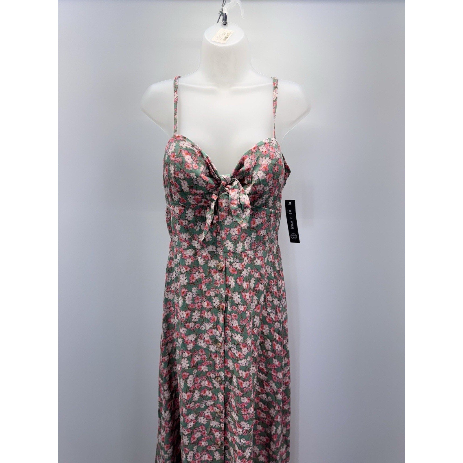 As U Wish Flowy Size X-Large Maxi Dress Green Floral Women’s