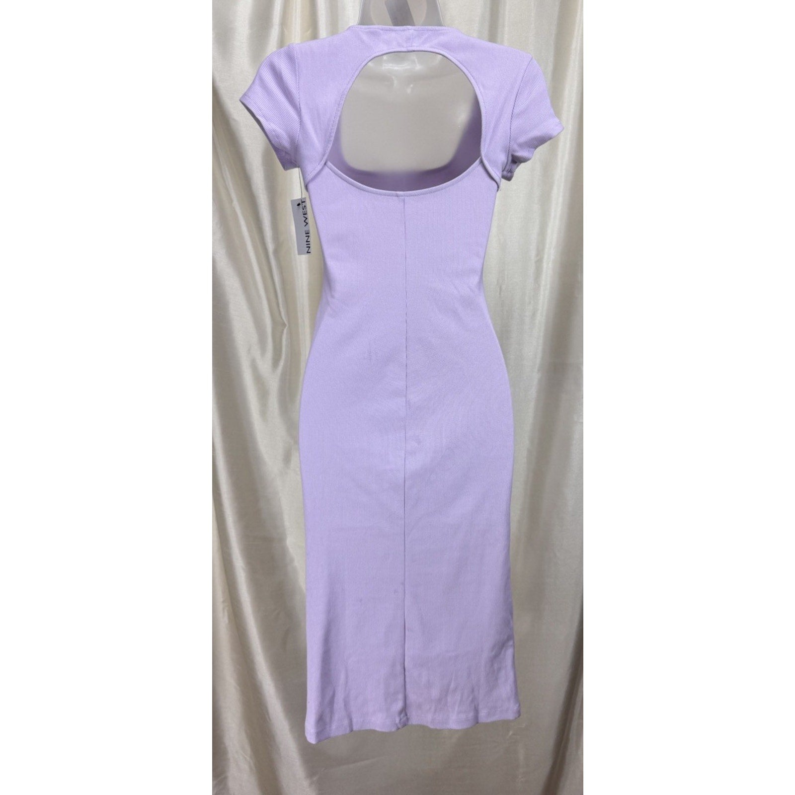 Ladies Apt. 9 Purple Ribbed Slim Fitting Dress Open Back Size Small