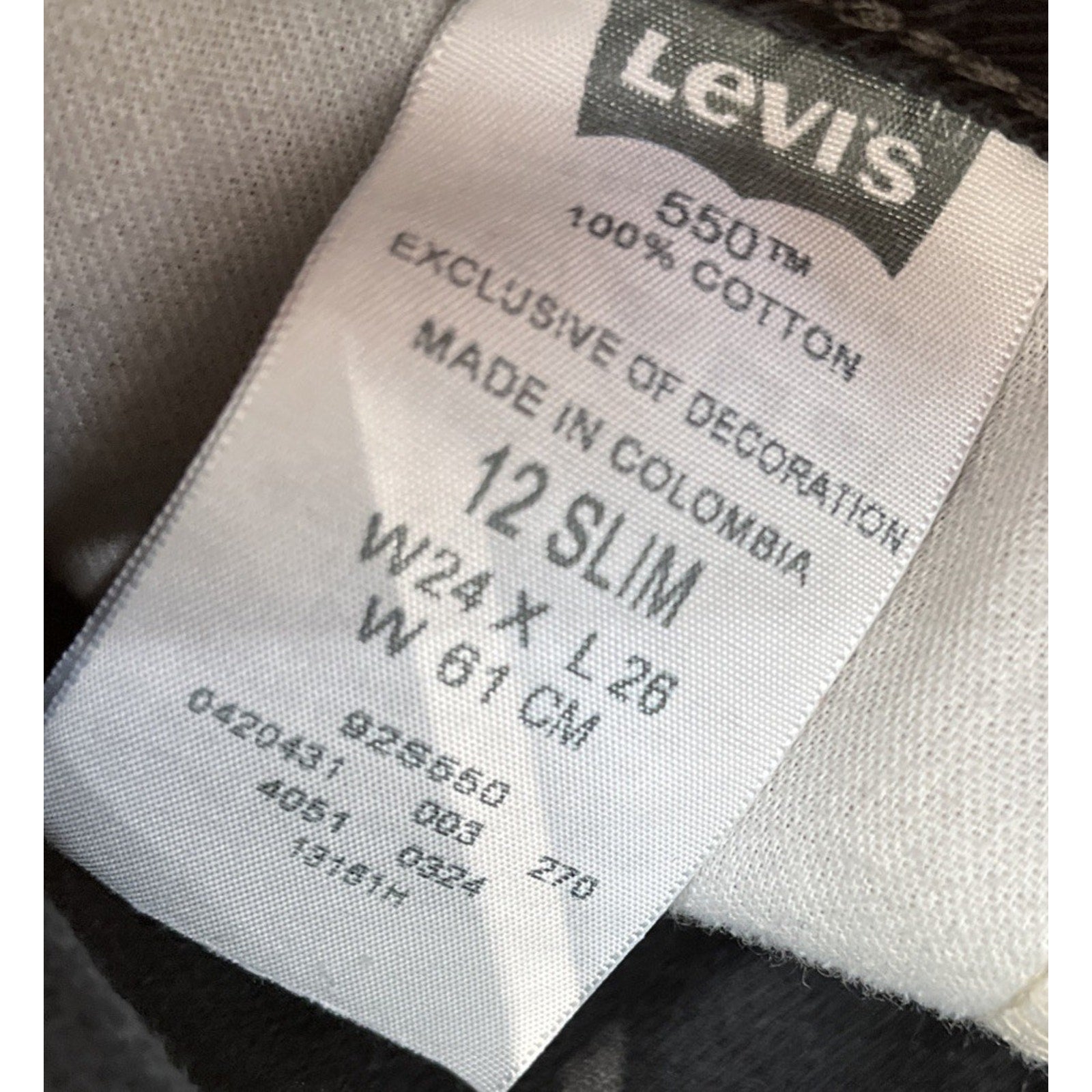 Boy's Size 12 Slim 24x26 Levi's 550 Relaxed Fit Jeans.