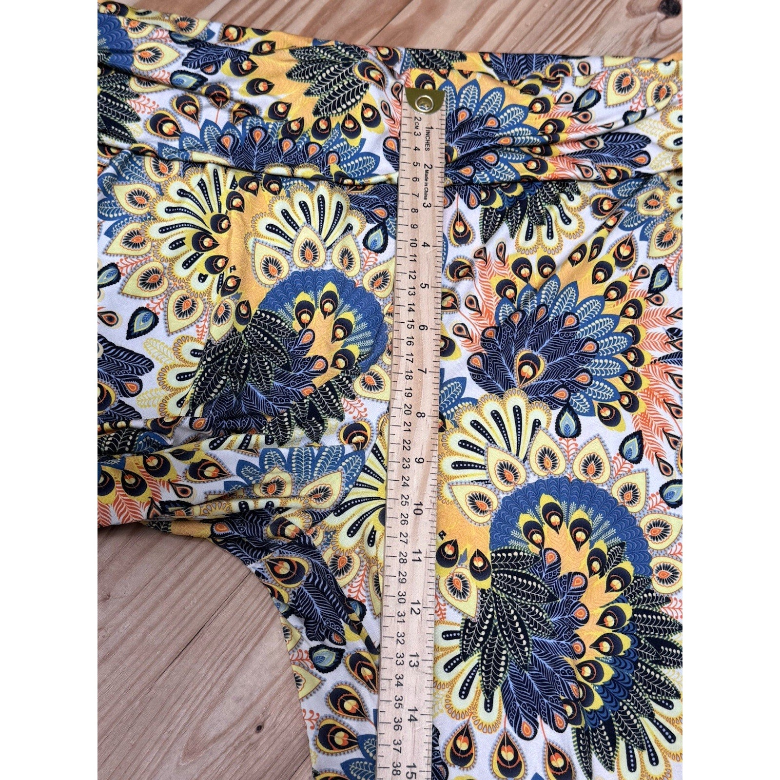 Lbisse Yellow Floral Boho Wide Leg Pants Women’s Size Large Stretch