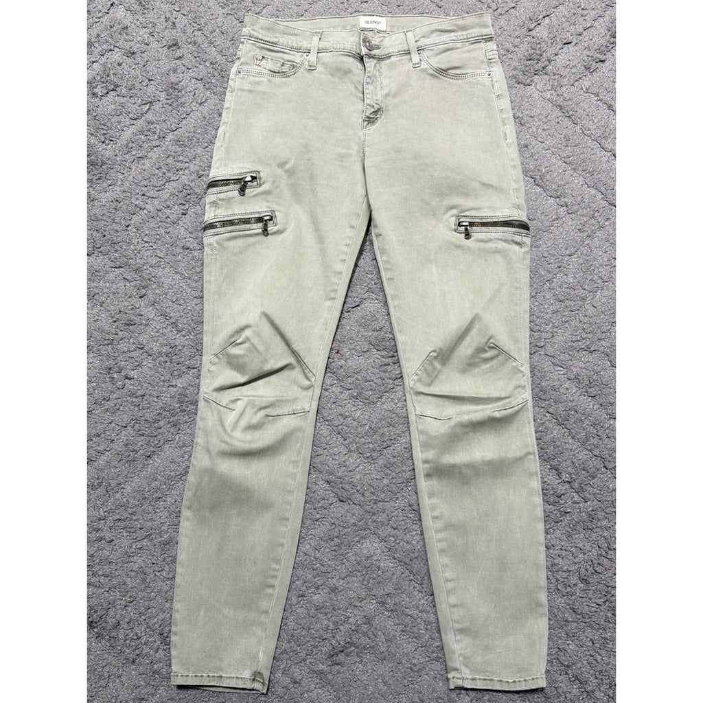 Hudson Mystic Super Skinny Crop Distressed Army Green Jeans 28