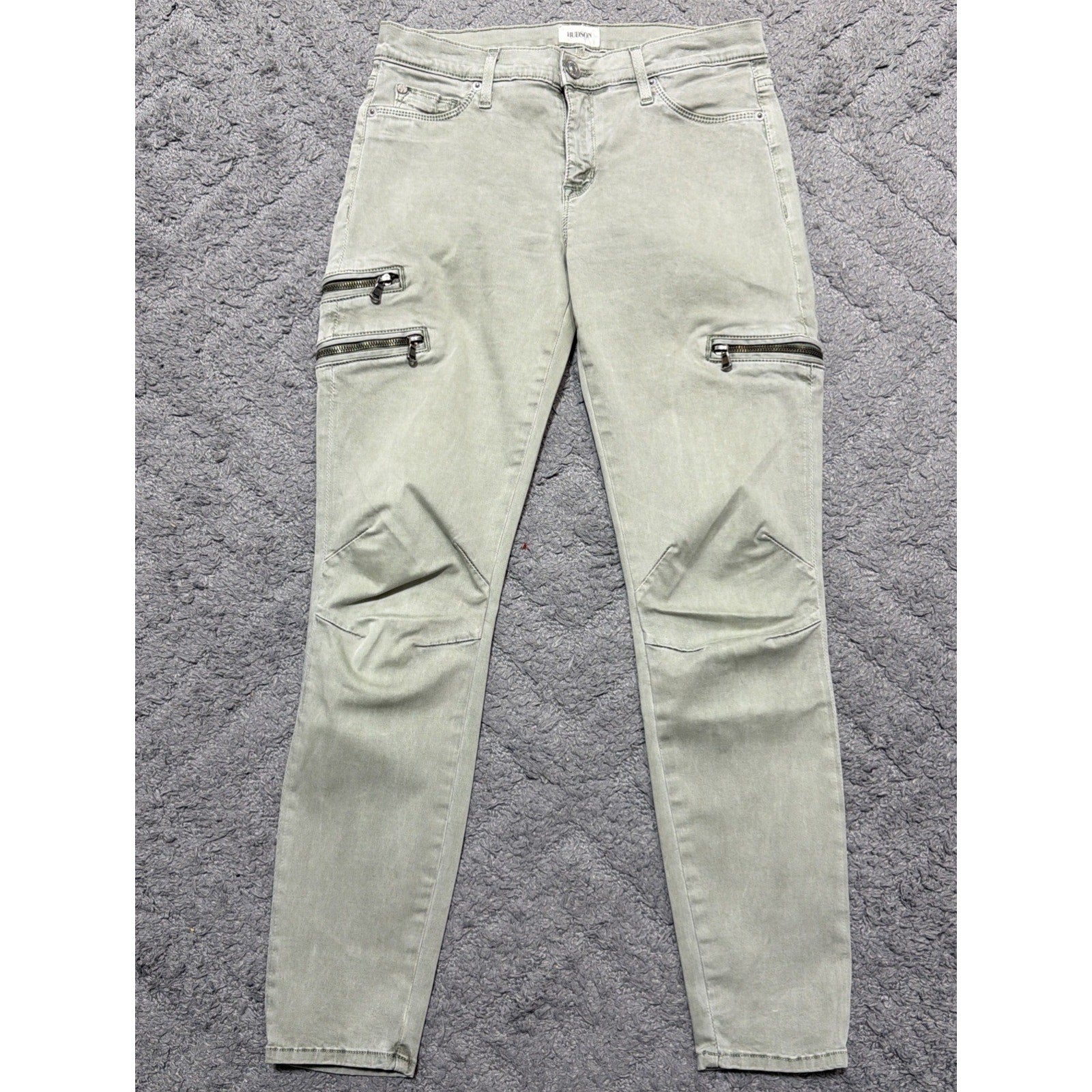 Hudson Mystic Super Skinny Crop Distressed Army Green Jeans 28