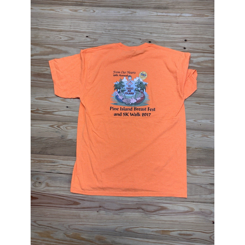 Port & Company Orange Pine Island Florida Breast Fest 2017 5K Men’s Size Large
