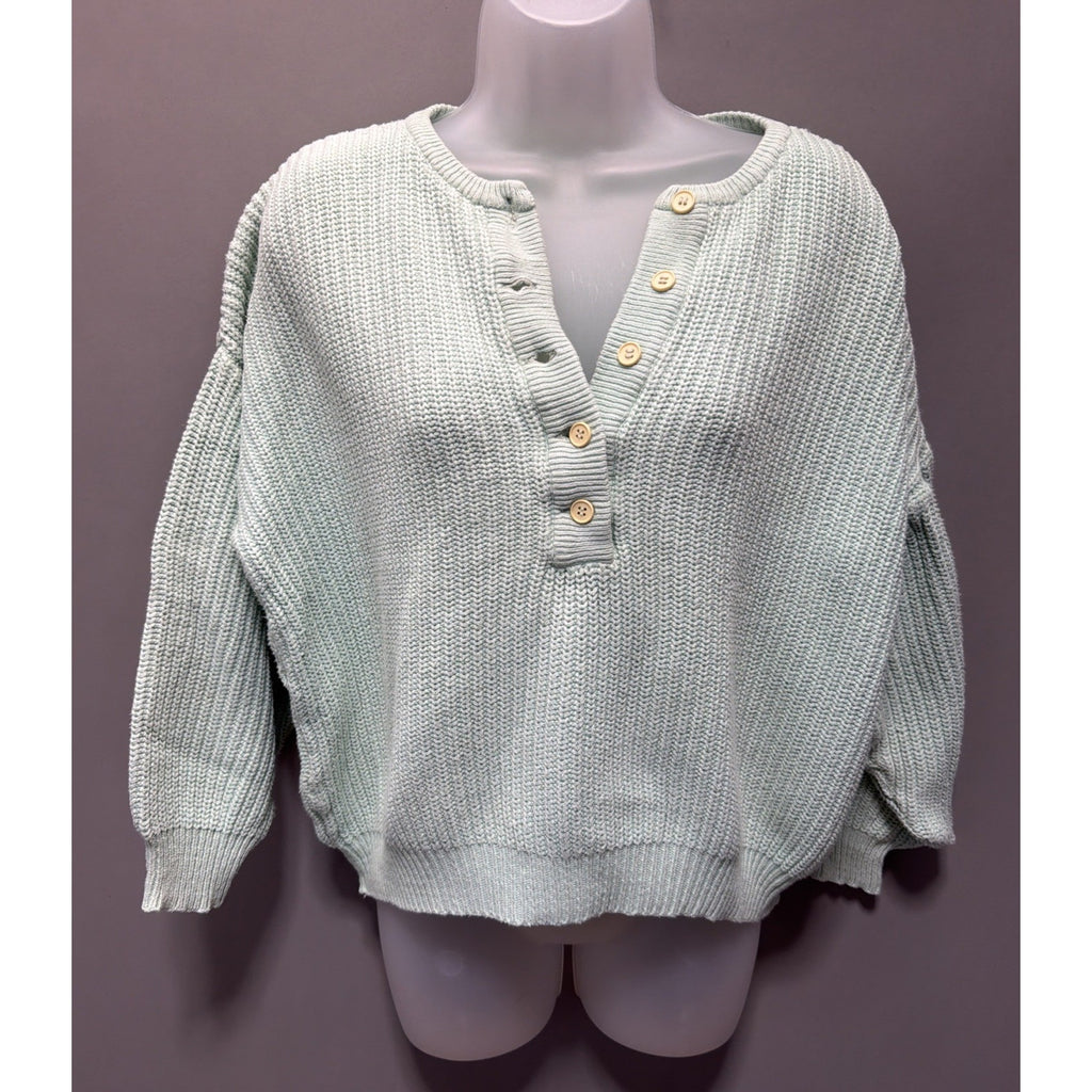 Vtg 90s triangle Oversized Boxy Sweater Size S Green White