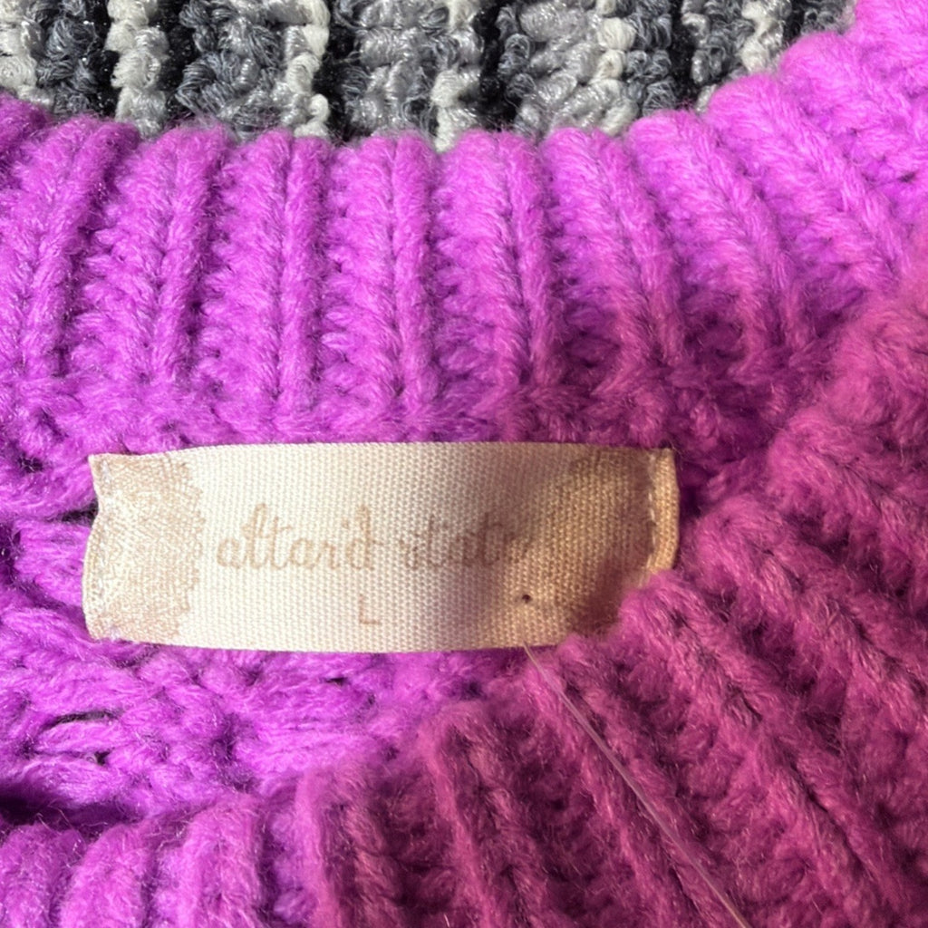 Altar'd State Sweater Womens L Orchid Cable Knit Oversized Crewneck Chunky NWT