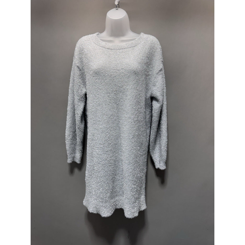 NWT Banana Republic Tinsel Sweater Dress Gray Metallic Long Sleeve Size S