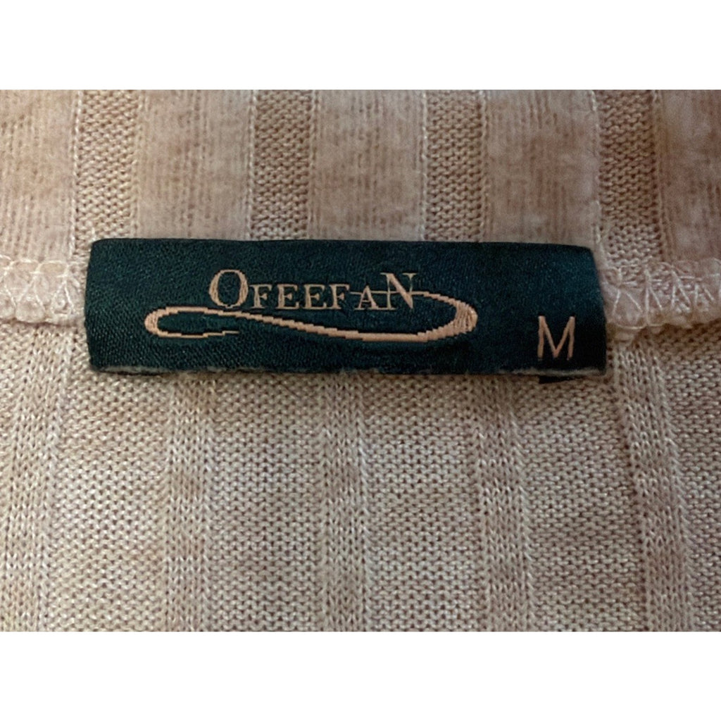 OFEEFAN Women’s Long Sleeve Ribbed Tunic Dress Side Buttons Soft Size Medium