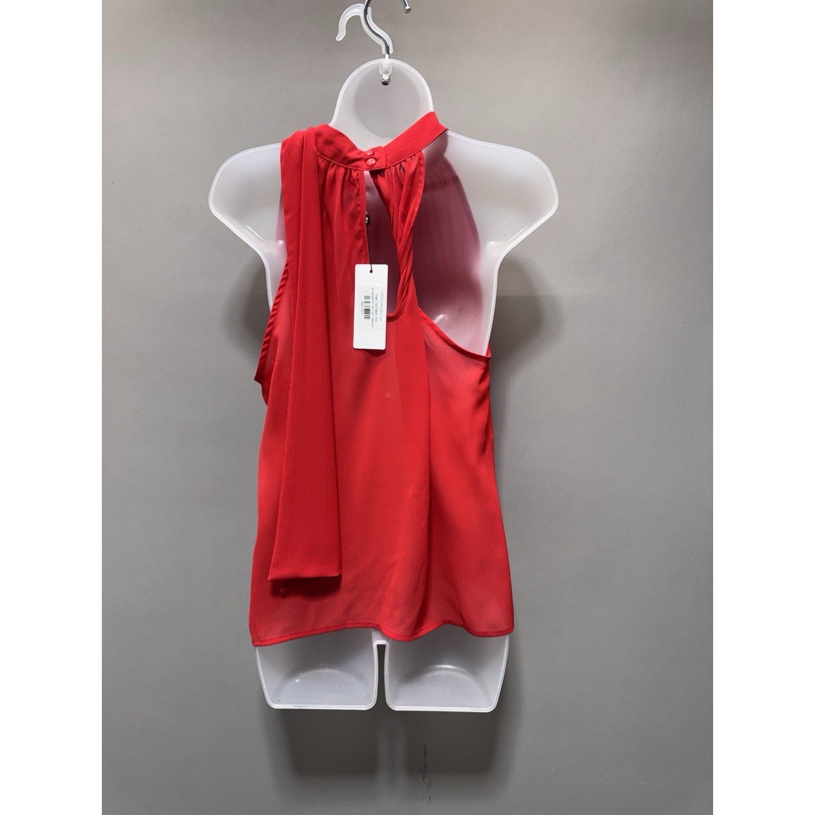Molly Bracken Red Halter Neck Tie Blouse Top Womens Medium Flowing Chiffon NWT