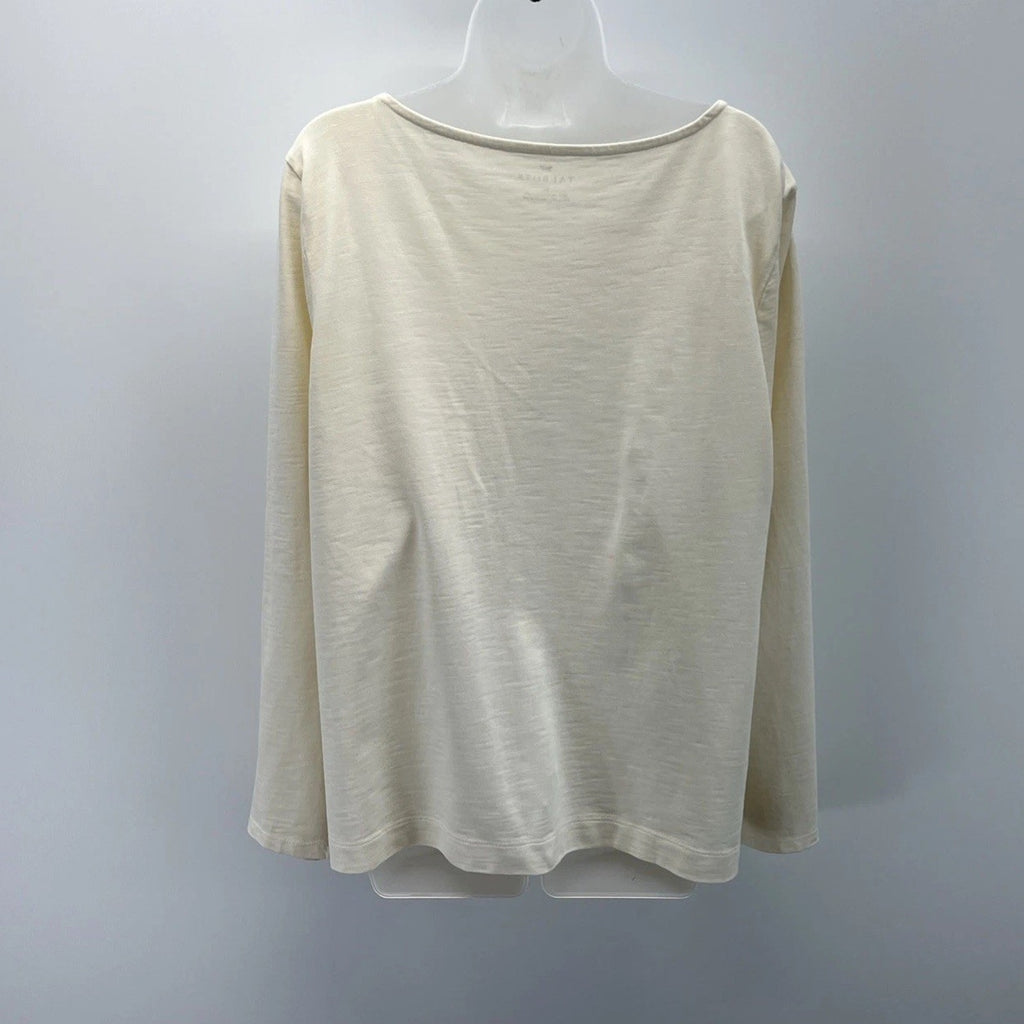 Talbots Cream Drop Shoulder nautical lace up neckline long sleeve cotton top XL