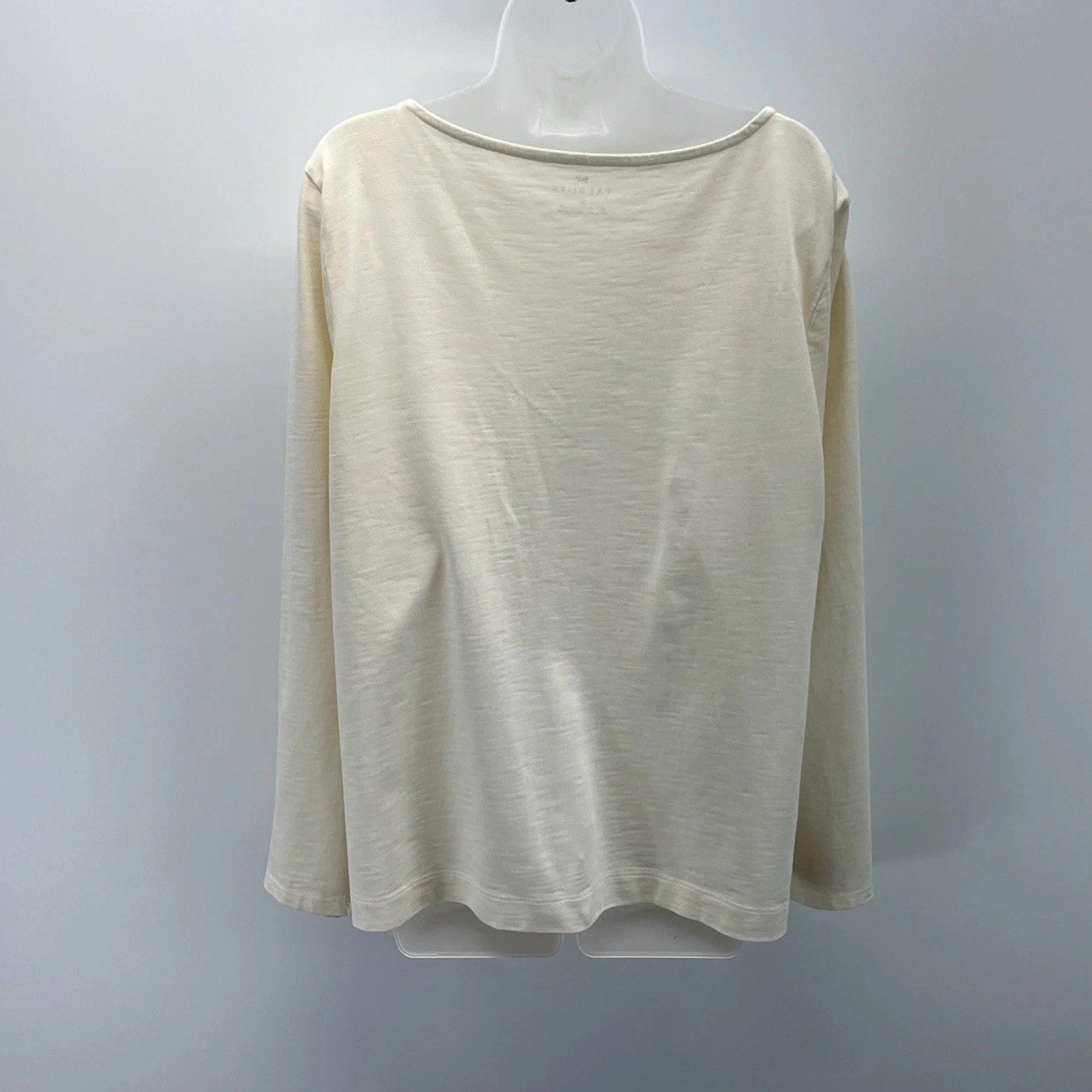 Talbots Cream Drop Shoulder nautical lace up neckline long sleeve cotton top XL
