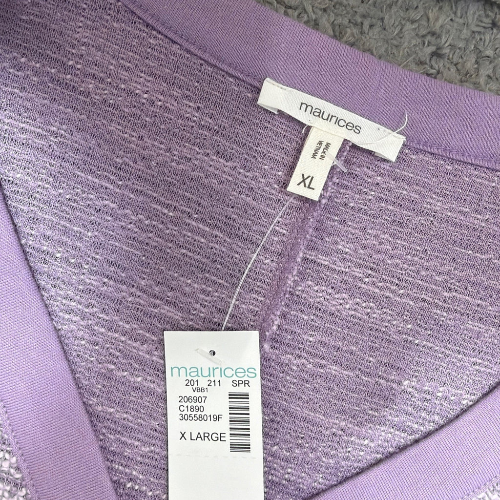 Maurices Womens Tweed Purple Button Knit Cotton Blend Casual Pockets Sweater XL