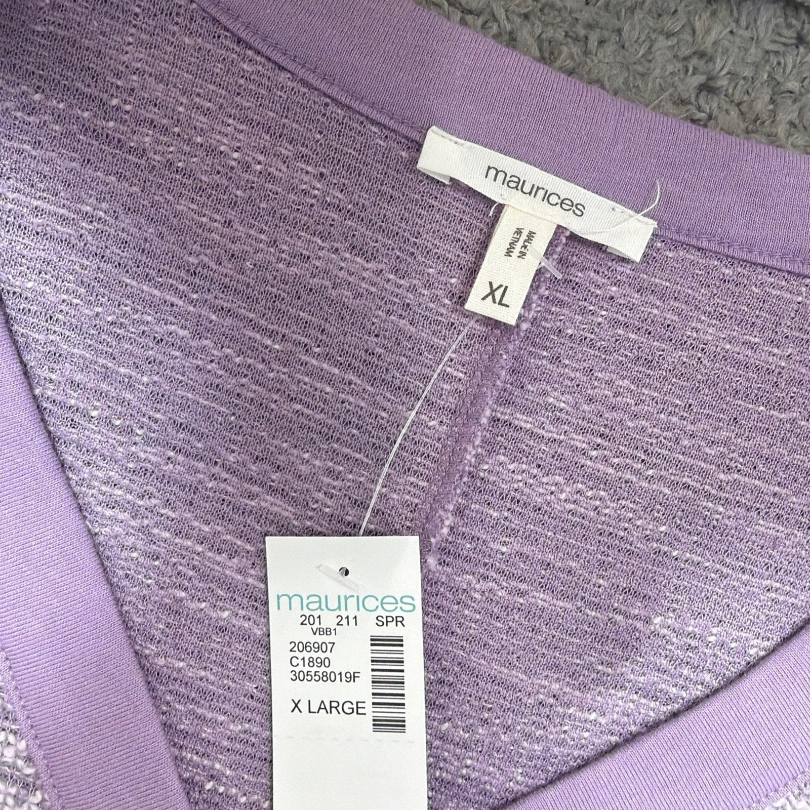 Maurices Womens Tweed Purple Button Knit Cotton Blend Casual Pockets Sweater XL